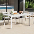 Costaelm Outdoor Dining Table for 6, Rectangular Metal Patio Table, 6-Person Weather Resistant Steel Slat Table for Lawn Garden Backyard, White by Costaelm