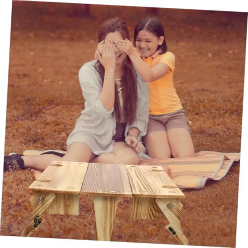 2-in-1 Picnic Basket Folding Picnic Desk Xmas Portable Wooden - Image 7