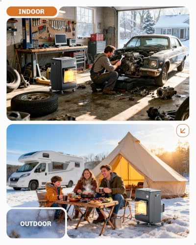 WELLUCK Propane Heater Indoor Outdoor With ODS & Tip-over Protection Flare-Free Ignition 6000 to 18000 BTU 3 Modes Portable Cabinet Heater for Patio Garages Camping Workshops Construction Black - Image 5