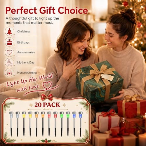 GIGALUMI Solar Christmas Lights Outdoor, Multicolor Pathway Lights 20 Pack - Image 7
