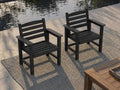 Patio Dining Chairs Set of 2, All-Weather HDPE Outdoor Dining Chair with High Back, Stackable Heavy Duty 400 lbs Lawn Armchair for Backyard Deck Porch Table, Black by PatioKingdom