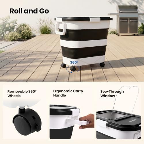 Wood Pellet Storage Container 30-40lbs, Wheeled Bin with Clear Window - Image 5