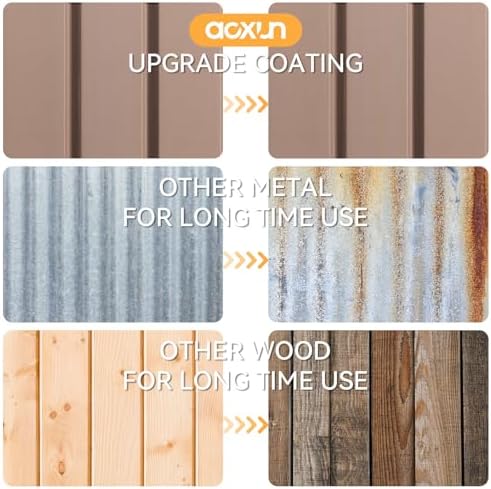 Aoxun 6x4 FT Outdoor Storage Shed, Brown - Image 3