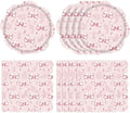40Pcs Pink Bow Floral Paper Dessert Plates and Napkins Bow Coquette Disposable Tableware Set for Tea Party Galentine's Day Bridal Shower & Wedding Party Decorations, 20 Guests by Actoridae
