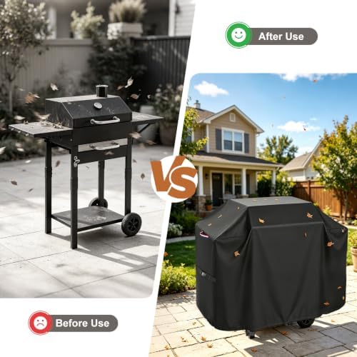 Grill Cover for HAPPYGRILL Charcoal Grill with 2 Side Tables, BBQ Cover - Image 5