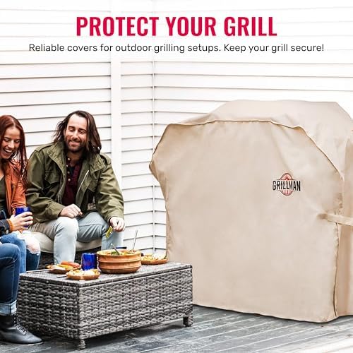 Grillman Waterproof BBQ Grill Cover for Outdoor Grills, 60 Inch, Tan - Image 2