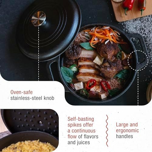 Victoria 4-Quart Cast Iron Dutch Oven with Lid and Dual Loop Handles, Seasoned with Flaxseed Oil, Made in Colombia - Image 4