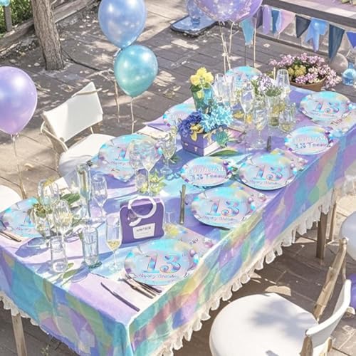 Greencian 96Pcs Iridescent 13th Birthday Party Decorations, Serves 24 - Image 6