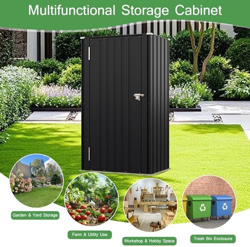 Devoko 22 Cuft Vertical Storage Shed Without Adjustable Shelves, Black - Image 5
