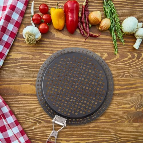Foldable round Grill Skillet for Kabobs and Sausage, Black Iron Xmas - Image 6