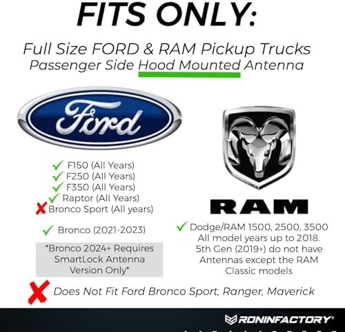 RONIN FACTORY Truck Antenna for Ford F150 Short Accessories F250 F350 Super Duty Dodge RAM 1500 Raptor Accesorios (Bronco 21-23) Accessories Short Replacement (12 Inch) - Image 2