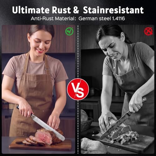 PAUDIN Brisket Knife, 12 Inch Dishwasher Safe Carving Slicing Knife for Meat, Razor Sharp German 1.4116 Steel Smoked Meat Cutter with Non-Slip Ergonomic G10 Handle & Gift Box, Perfect Gifts for Men - Image 6