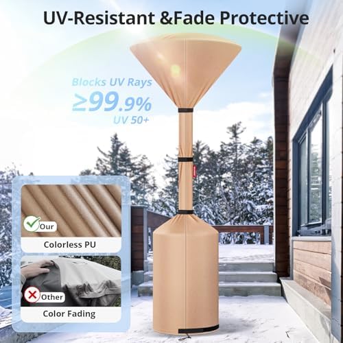 QH.HOME Patio Heater Cover,Waterproof Tear-Resistant 2p-89"x 33"x19",Camel - Image 6