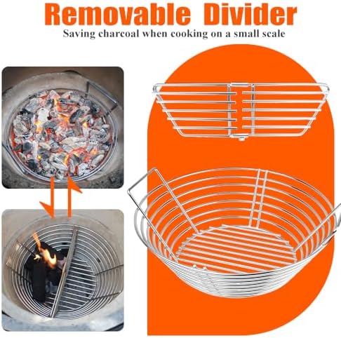The Accessories for Big Green Egg, Ash Charcoal Basket for Large BGE, Parts for Big Green Egg, Stainless Steel Grill Ash Baskets for The Large(L) BGE and Kamado the Joe Classic(with Divider) - Image 3