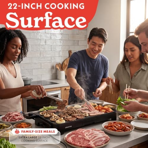 Gourmia Electric Griddle - 22” XL Nonstick Ceramic Cooking Surface, Black - Image 7
