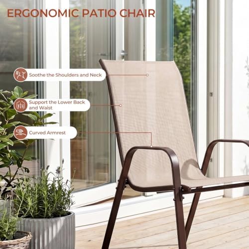 TLSUNNY 5 Pieces Patio Dining Set for 4, Glass Table and Textilene Chair - Image 4