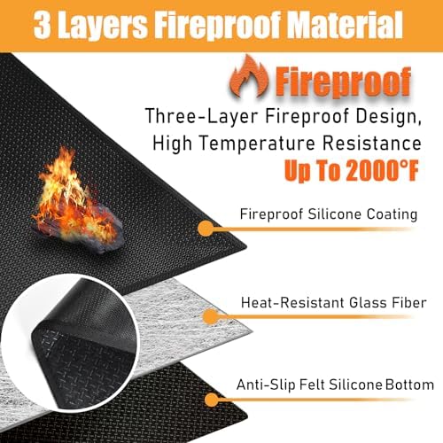 Large Under Grill Mats for Outdoor Grill Deck Protector, 70 x 48 x 0.06in - Image 2