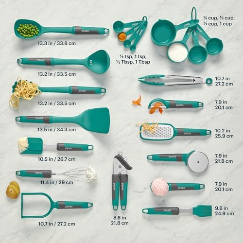 Pyrex 22-Piece Kitchen Cooking Utensils Set, Nonstick Cooking Gadgets - Image 2