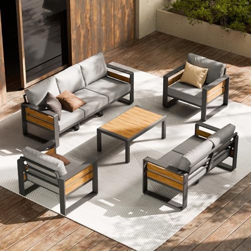 ZANDOR Aluminum Outdoor Patio Furniture Set with Table,7 Seat,Dark Gray by ZANDOR%7CGoodtimesstartoutside
