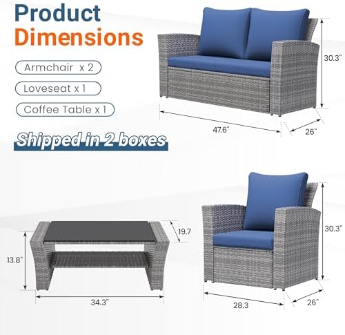 Wisteria Lane 4 Piece Outdoor Wicker Patio Furniture Set for All Weather - Image 2