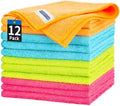 Microfiber Cleaning Cloth, 12 Pack Cleaning Rags, 12" x 12" Microfiber Towel, Lint Free Non-Abrasive Dusting Cloth, Microfiber Towels for Cars Kitchen Garage House Office by HOMERHYME