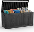 ROJIK 149 Gallon Outdoor Storage Box Waterproof,Weatherproof Deck Boxes Outdoor Lockable,Resin Outside Storage Box for Garden Tools,Cushions,Accessories(Black,149 Gal) by ROJIK