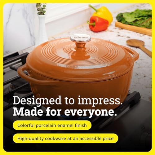 Lodge Essential Enamel Cast Iron Dutch Oven, 6 Quart, Apricot - Image 6