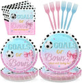 96Pcs Goals or Bows Gender Reveal Party Decorations, Serves 24 by Greencian