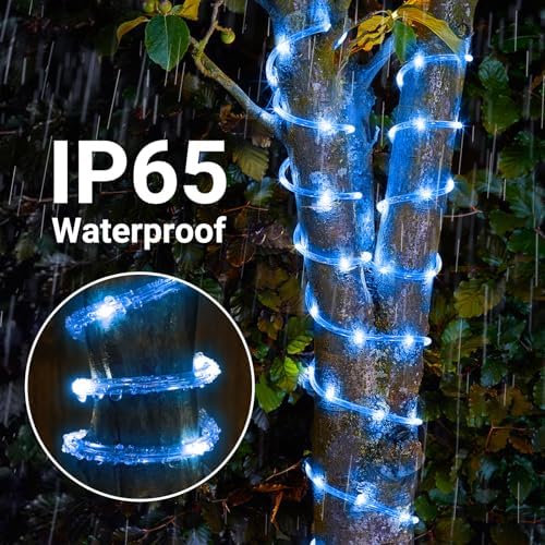 Solar Rope Lights, 66ft 200LED Solar String Lights, 8 Modes, Waterproof - Image 4
