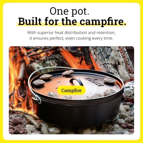 Lodge Pre-Seasoned Cast Iron Deep Camp Dutch Oven with Lid, 10 Quart - Image 4