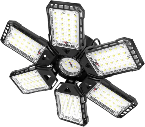 Aoretic LED Garage Lights 1 Pack -180W, 18000LM 6500K Led Shop Light with 6+1 Deformable Panels, Basement Barn Light Garage Ceiling Lights, E26/E27 for Garage, Warehouse, Shop by Aoretic