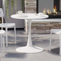 Costaelm Round Outdoor Dining Table, Patio Side Table, Weather Resistant PP Backyard Table for Poolside Deck Porch Lawn Garden, White by Costaelm