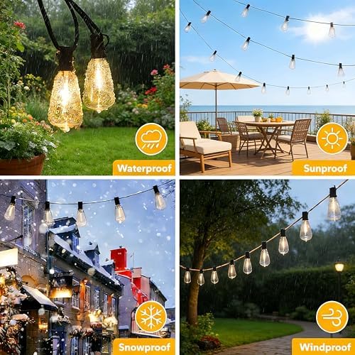 GPATIO Outdoor String Lights, 50FT ST38 Bulbs Shatterproof Patio Lights, Waterproof Dimmable Outside Hanging Light, Connectable LED Outdoor Lights for Backyard, Porch, Party, Garden, Home Decor - Image 2