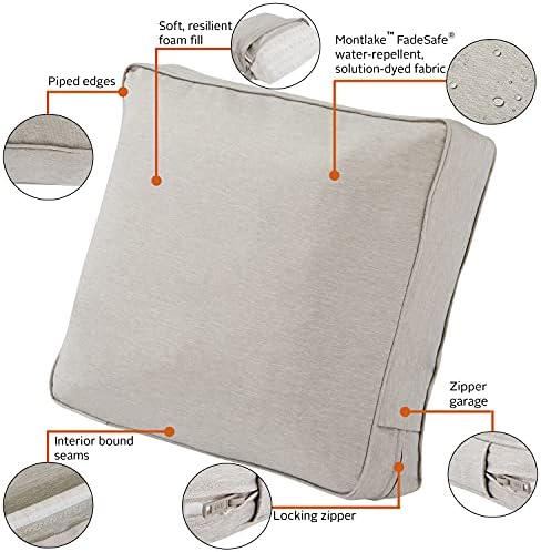 Classic Accessories Montlake FadeSafe FadeSafe Patio Lounge Chair/Loveseat Back Cushion, 21 x 22 x 4 Inch, Heather Grey - Image 3
