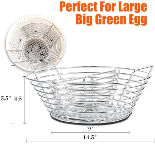 The Accessories for Big Green Egg, Ash Charcoal Basket for Large BGE, Parts for Big Green Egg, Stainless Steel Grill Ash Baskets for The Large(L) BGE and Kamado the Joe Classic(with Divider) - Image 4