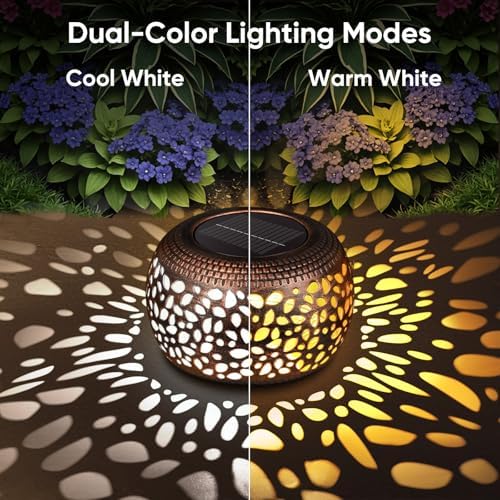 Solar Lanterns Outdoor Waterproof: 2 Pack Red Copper Garden Table Decor - Image 3