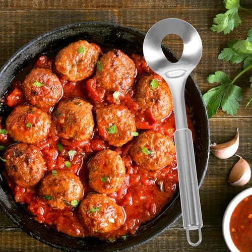 TOYANDONA 2pcs Stainless Steel Meatball Spoon - Long Handle Meatball Maker Spoon with Hanging Hole - Cooking Utensils for Kitchen Gadgets Supplies Accessories - Image 6