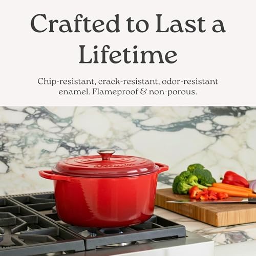 Rossallini Enameled Cast Iron Oval Dutch Oven with Lid, 9.5 Qt, Ocean Blue - Image 5