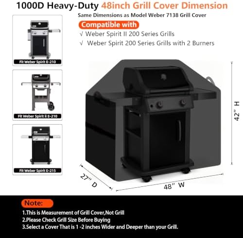 48" BBQ Grill Cover for Outdoor Grill 1000D Heavy Duty Waterproof - Image 2