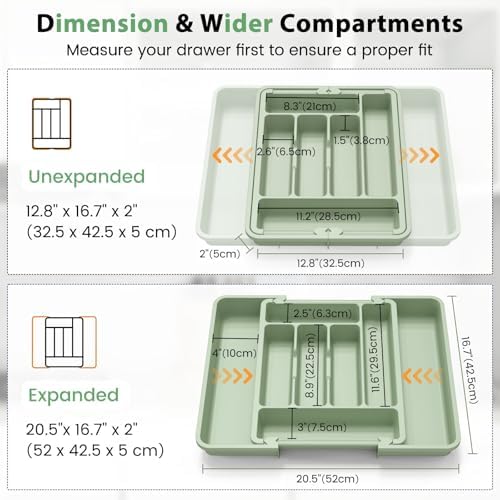 Caperci Large Silverware Organizer Tray for Kitchen Drawer Utensils Thicker - Image 2