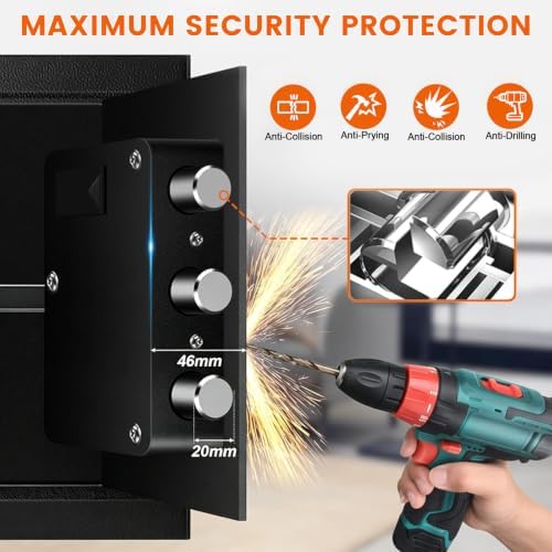 1.2 Cu Ft Small Safe Box for Home with Digital Keypad and Key Lock - Image 2