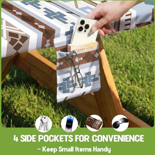 Fitted Picnic Table Cover with Bench Covers Fitted Rectangle Table Cloth Tablecloth Camping Gear Essentials Rv Accessories Road Trip Supplies Car Travel Must Have 6 Ft Foot Feet 72in Boho Bohemian - Image 5