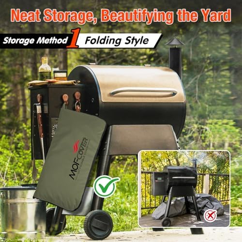 Foldable Grill Cover for Traeger Pro 34/780 Series, Waterproof 600D Heavy Duty Wood Pellet Smoker Cover, Fade＆Tear Resistant Pellet Grill Cover for Texas Elite 34 700/600/550,Green - Image 2