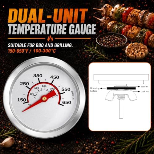 Frienda 3 Pack Charcoal Grill Thermometer Gauge for BBQ Smoker,Simple - Image 3