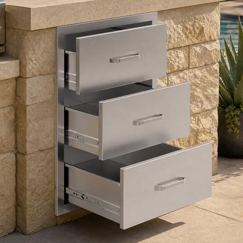 Jocisland 18-Inch Stainless Steel Outdoor Kitchen Drawer Cabinet - Image 2