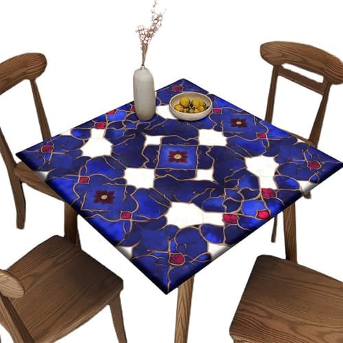 Card Tablecloth, Moroccan Trellis Pattern Printed on Washable Fitted Card Table Cover, Ideal for Weddings Birthdays Events, Fit for 36" x 36" Square Tables by JRBSZMI2