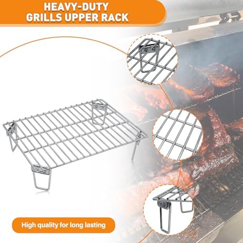 Grills Upper Rack for Green Mountain Davy Crockett Grill, Heavy-Duty Stainless Steel Grill Warming Rack Accessories, GMG-6016 Replacement Parts for GMG Trek Pellet Grill, Adding More Cooking Space - Image 6