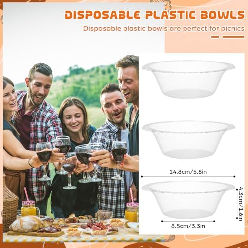 24 Pack 12 oz Disposable Plastic Bowls Dessert, Ice Cream, Salad, Soup Serving Cups for Party, Picnic, Food Snacks (Clear) - Image 2