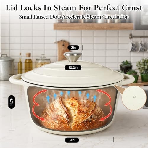 Enameled Cast Iron Dutch Oven 6QT with Lid-Banneton Basket Dough Tools - Image 3