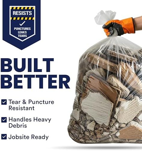 Plasticplace Contractor Trash Bags 55-60 Gallon - 3.0 Mil, Clear Heavy Duty Garbage Bag 38" x 58" (25 Count) - Image 4